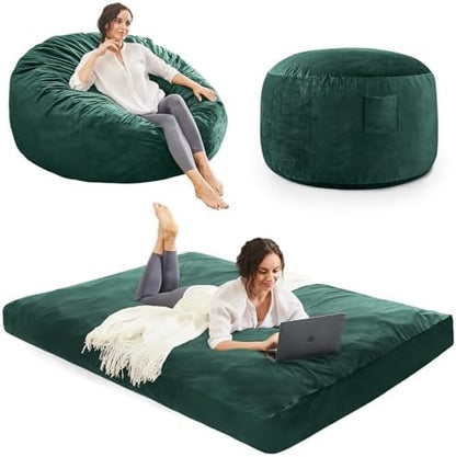 Bean Bag Chairs for Adults - Giant Bean Bag Convertible Floor Sofa