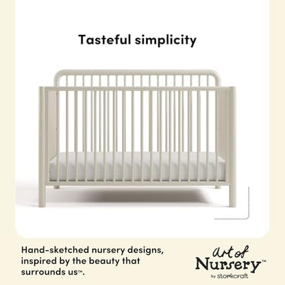 Storkcraft Porto 5-in-1 Convertible Crib and Toddler Guardrail, Frosted Oat