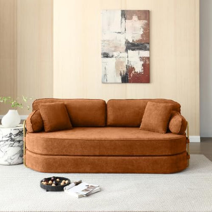 HANXIN 78.3'' Futon Sleeper Sofa Bed, Orange Boneless Couch for Living Room