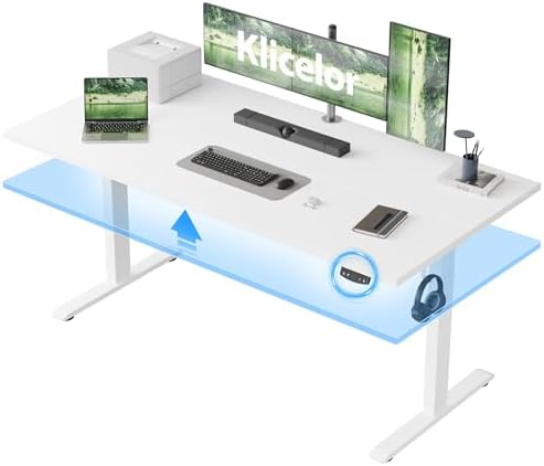 Klicelor 60 x 24 Electric Standing Desk, Height Adjustable, White
