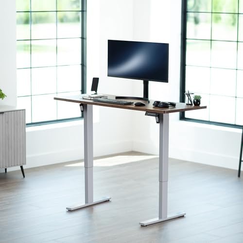 VIVO Electric Standing Desk, Solid 1-Piece 60" x 24" Vintage Brown Top