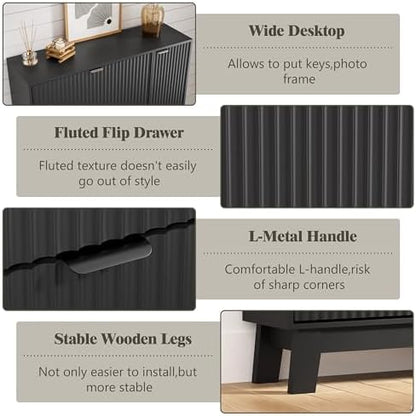 Shoe Cabinet Storage for Entryway with 3 Drawers & Side Cabinet, Black