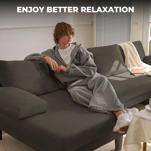 U-Shaped Sectional Sofa for Living Room, Modern Modular Sofa with Double Chaise, Classic Lounge Couch Sleeper for Apartment, Espresso