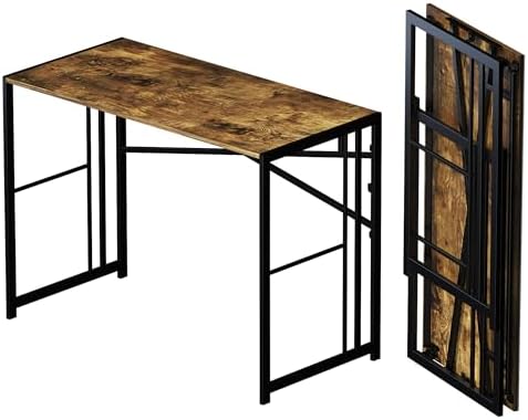 Lutown-Teen 40 inch Folding Computer Desk, Rustic Brown