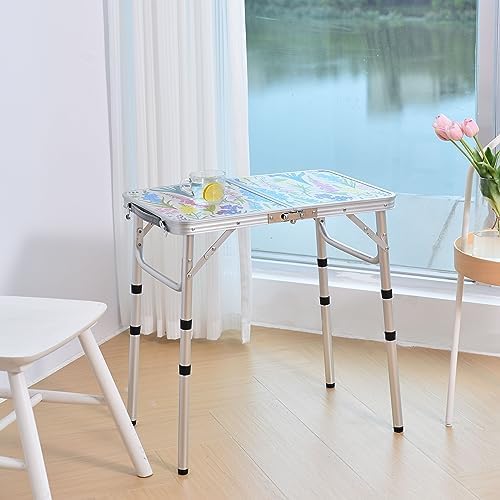 Yriuat Folding Camping Table 2ft Portable Picnic Table, Blooming Floral