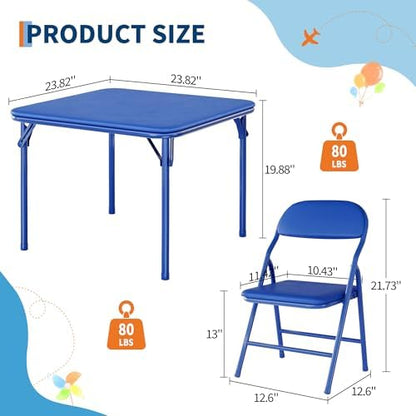 GarveeHome 3-Piece Kids Folding Table and Chairs Set, Activity Table Set