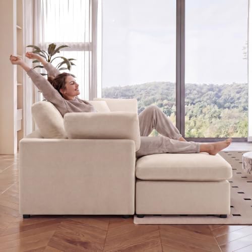 100" Modular Cloud Sectional Sofa Couch for Living Room, Light Camel
