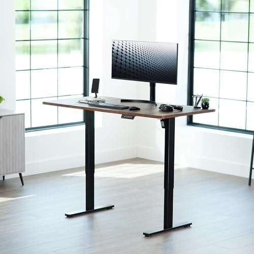 VIVO Electric Standing Desk, Smooth 3-Piece 60" x 30" Vintage Brown Top