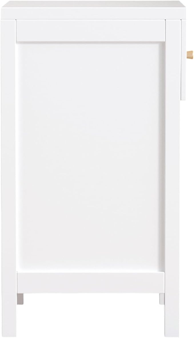 Cute White Nightstand with Drawer and Open Shelf, Scalloped Edge Design Bedroom Bedside Table, Wood End Table for Kids Girls Bedroom, White
