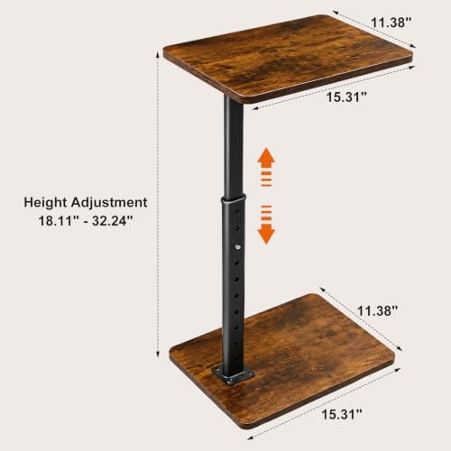 Adjustable 18"-33" TV Tray Table, Couch Side Table for Small Spaces