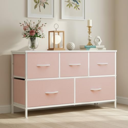 OLIXIS Fabric Dresser for Bedroom, Wide Chest of Drawer for Clothes Storage