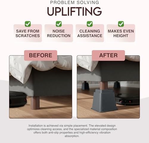 Utopia Bedding Heavy Duty Bed Risers, 3, 5, 8 Inch, Pack of 4, Grey