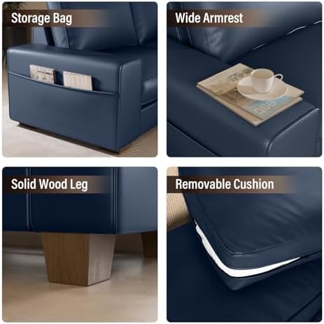 Valthie 71.25" Faux Leather Loveseat Sofa Couch for Living Room,Blue