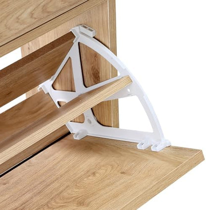 XIAO WEI Shoe Cabinet, Natural Semi Circle Rattan Shoe Storage Organizer Cabinet with 2 Flip Drawers, Freestanding Shoe Rack with Adjustable Shelf for Entryway (Large Size)