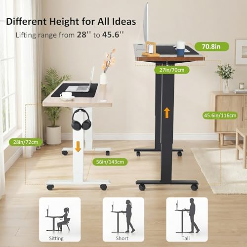 farexon 71x28 Inch Electric Standing Desk with Mouse Pad, Brown