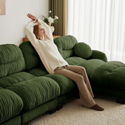 150-Inch U-Shaped Modular Sectional Sofa, Chenille Cloud Couch, Green