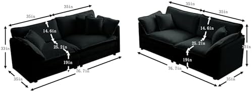 GNIXUU Living Room Furniture Sets 2 Pieces Loveseat Sofa