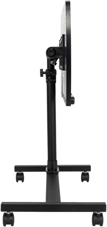 TV Tray Bed Side Table, Portable Rolling Desk Hospital Bed Laptop Table, Small Standing Desk with Wheels Adjustable Height for Sofa, Bedside, Tablet Use, Secure Non Tilt, 23.2" W, Black