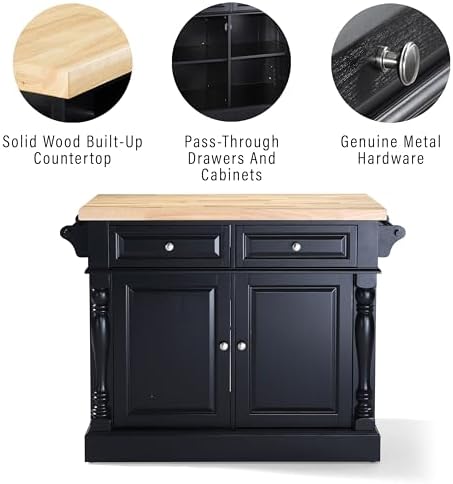 Crosley Furniture Oxford Kitchen Island, Butcher Block Top