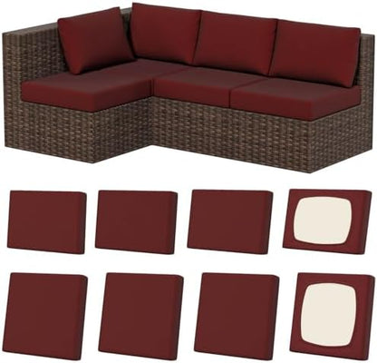 8Pcs Outdoor Cushion Covers, Stretch Patio Furniture Couch Chair Slipcovers