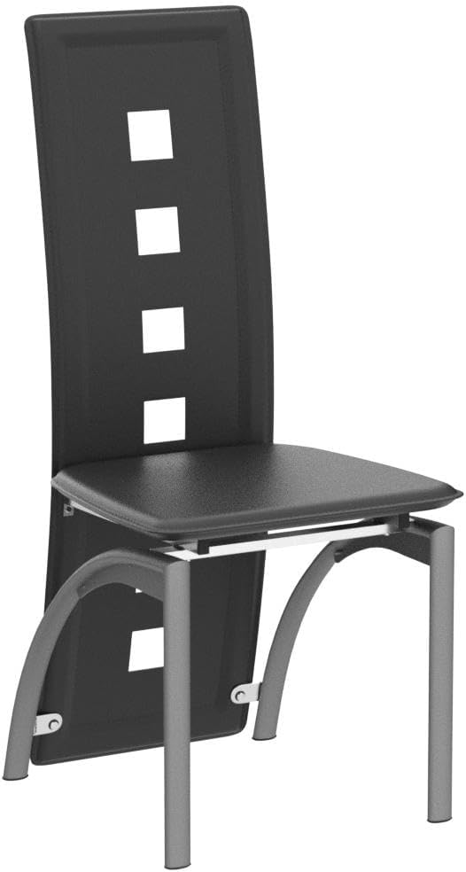 Karl home Dining Chairs Set of 4, PU Leather & Hollow High Back, Black | Black kitchen chairs with padded seats & foot cap protection for dining kitchen living room,300lbs capacity,space-saving