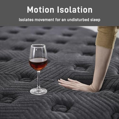 Full Mattress 14 Inch, Medium Firm Hybrid Mattress in a Box with Memory Foam & Pocket Coils, Cooling Breathable Cover, Low Motion Transfer, Reinforced Edge Support, Dark Gray