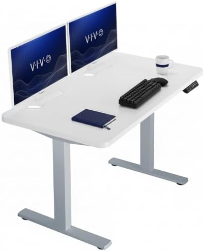 VIVO Electric Standing Desk, Solid 1-Piece 43" x 24" White Top