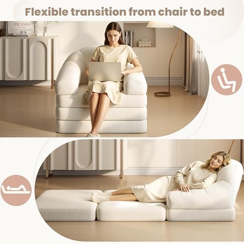 Yaheetech 93" Folding Sofa Bed Convertible Sofa Chenille, Beige