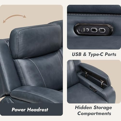 Watson & Whitely Zero Gravity Power Reclining Sofa with Console, Navy