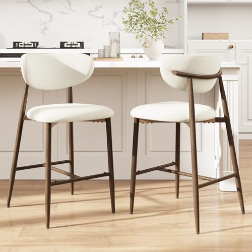 MALOL Counter Height Bar Stools with Backs Set of 2, Beige