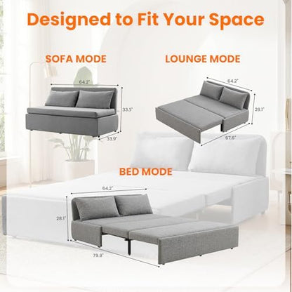 ijuicy Queen Size Pull Out Sofa Bed,3 in 1 Sleeper Sofa