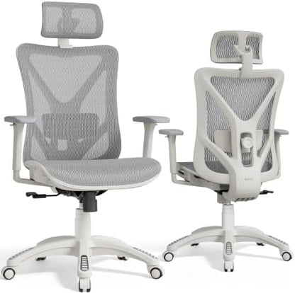 ELABEST Ergonomic Office Chair with 3D Headrest, T23 High Back Mesh Desk Chair with Adjustment Lumbar Support & 3D Armrests, Chair, Big and Tall Swivel Computer Chair for Home Office, Gaming