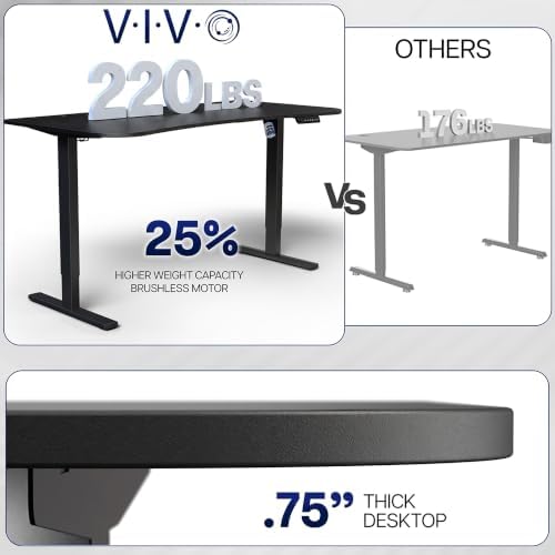 VIVO Electric Standing Desk, Smooth 3-Piece 63" x 32" Reclaimed Wood Top