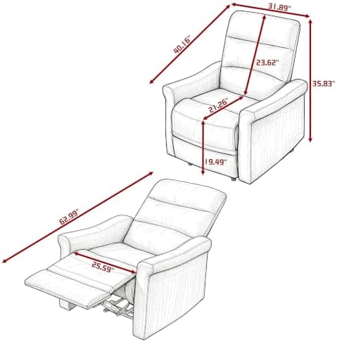 NicBex Manual Recliner Chair with Adjustable Backrest for Living Room, Gray