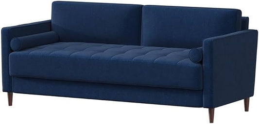 Studio Living® Lexington 75.6" Sofa, Mid-Century Modern, Pocket Coil Comfort, Easy Assembly, Woven Fabric, Navy Blue