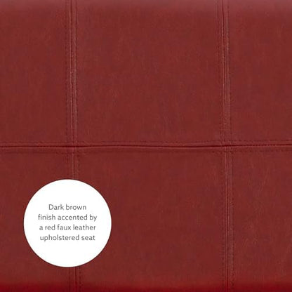 Linon Claridge Red Counter Stool, 26" x 18" x 12.75"
