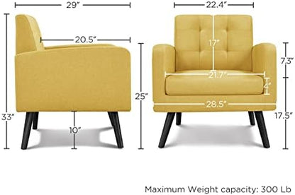 Yaheetech Mid Century Accent Chairs Set of 2 Living Room Chairs Yellow