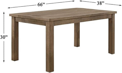 Lexicon Janina 66" Rectangular Dining Table, Solid Wood Frame with Pine Veneer Top, Dining Room Furniture, Natural Finish Rustic Farmhouse Kitchen Table for 4, 38" D x 66" W x 30" H - Natural