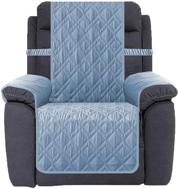 Ameritex Waterproof Nonslip Recliner Cover Stay in Place, Dog Chair Cover Furniture Protector, Ideal Recliner Slipcovers for Pets and Kids (Stoneblue, 23")