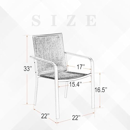 Anmutig 5-Piece Outdoor Dining Set, 37" Square Patio Table 4 Chairs, Gray