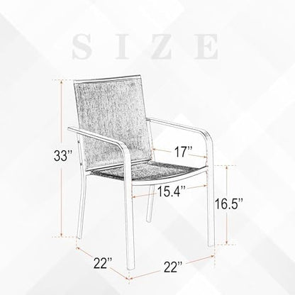 Anmutig 5-Piece Outdoor Dining Set, 37" Square Patio Table 4 Chairs, Gray