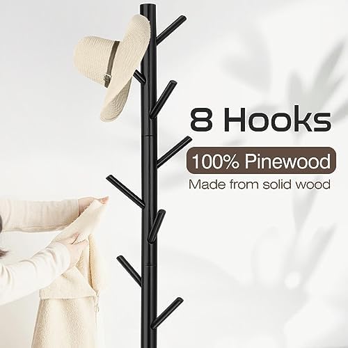 WANGMUXIA 2 PCS Coat Rack, Freestanding Coat Rack with 8 Hooks and 3 Adjustable Size Tree Coat Racks for Bedroom, Hallway, Entrance, Office, for Hats, Coats, Scarves, Handbags