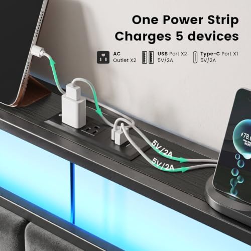 King Size Bed Frame with Upholstered Headboard and 3 Storage Drawers