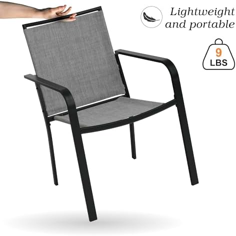 Anmutig 5-Piece Outdoor Dining Set, 37" Square Patio Table 4 Chairs, Gray