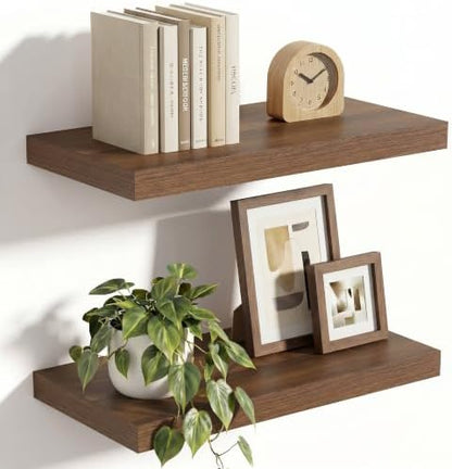 10 in Deep Floating Shelves 16” Set of 2, Walnut