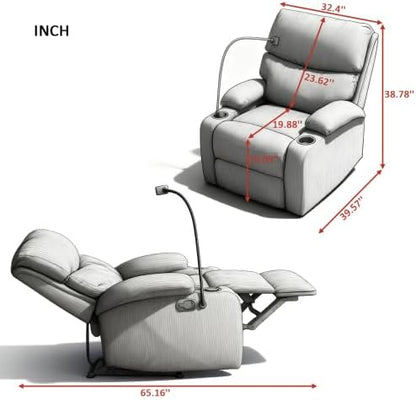 NicBex Manual Lounge Recliner Chair with Cup Holders & Phone Holder, Gray