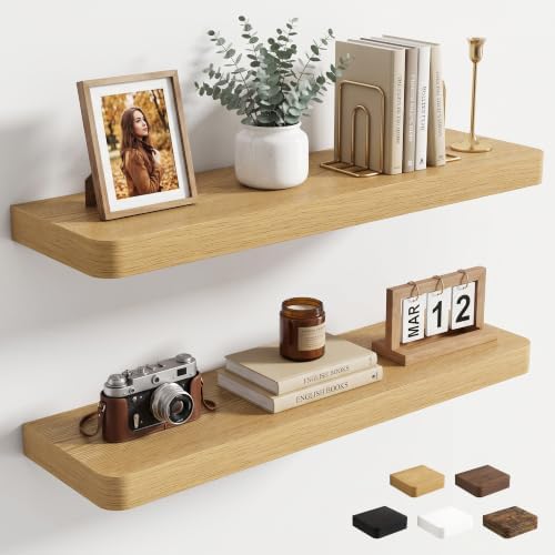 RICHFOCUS Bathroom Floating Shelves for Wall 2Pack|Oak|32"Lx8 D"