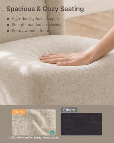 KISLOT Upholstered Dining Chairs Set of 1 with Hidden Casters, Sand