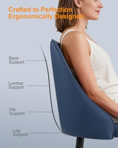 Blue Leather High Back Dining Chairs, Set of 2