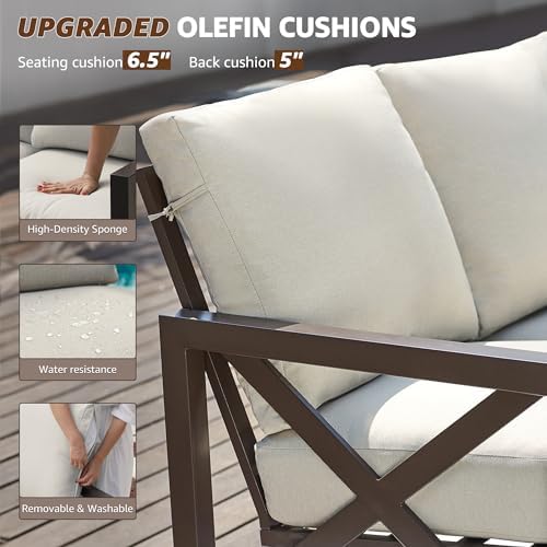 4 Pieces Patio Furniture Sets, X-Shape Frame Designed